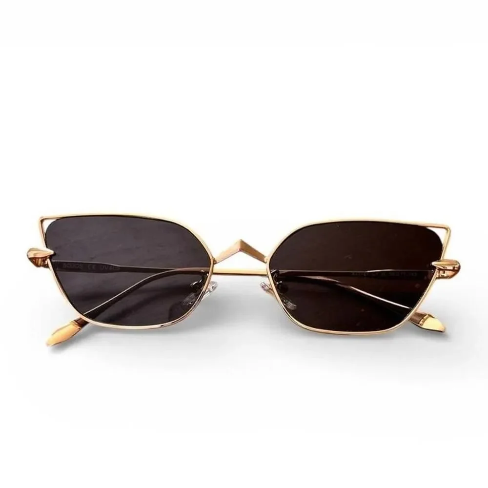 Women's Black And Gold Sunglasses